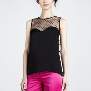 Milly Swiss Dot Sweetheart Silk Top